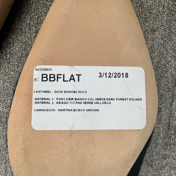 MANOLO BLAHNIK BRAND NEW GREEN PONY HAIR POINTY BALLET FLAT WORK SHOE 37 - Picture 6 of 7